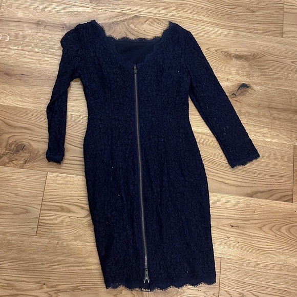 Adrianna Papell Navy Lace Sheath Dress - Picture 6 of 6